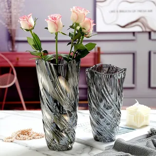 Duscdesp Blumenvaase aus Glas, 24 cm Kristallvase moderne große Glasvase, Nordic hohe Blumenvasen große Tulpenbuchetten Glasvasen Dekoration Geschenk für Hochzeit, Tafeldekoration, Einweihungsparty, Muttertag
