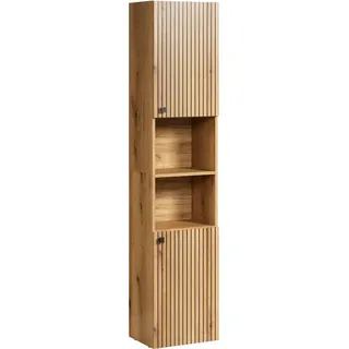 WELLTIME Hochschrank »Amrum« 1 Stk. tlg. Badezimmerschrank mit und ohne Schublade - (B/T/H) 40-70/31/186 cm, braun