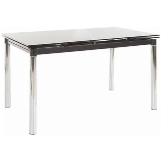 Mid.you Esstisch , Schwarz , Metall, Glas , Uni , rechteckig , rund , 75x80x140 cm , ausziehbar, gastro- und objekttauglich , Esszimmer, Esstische, Esstische ausziehbar