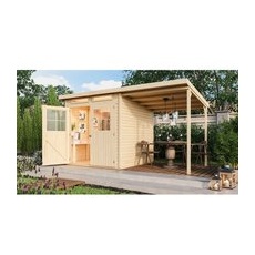 Karibu Holz-Gartenhaus Genf 3 Natur BxT: 397 cm x 213 cm