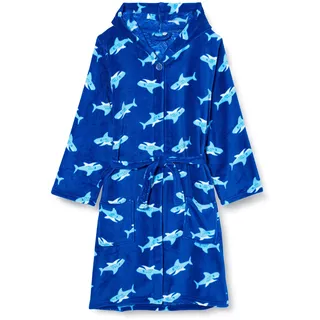 Playshoes Unisex Kinder Fleece-Bademantel Morgenmantel, Hai, 158/164