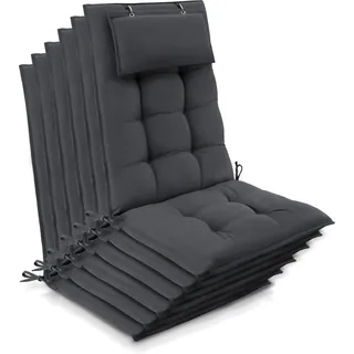 Beautissu 6er Set Sun-HL Hochlehner Auflage 120x50x8cm Anthrazit