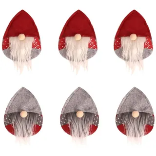 VALICLUD 6 Stücke Wichtel Besteckbeutel Bestecktaschen GNOME Tomte mit Lange Plüsch Bart Besteckhalter Stoff Geschirrhalter Hochzeit Xmas Party Abendessen Tisch Dekoration