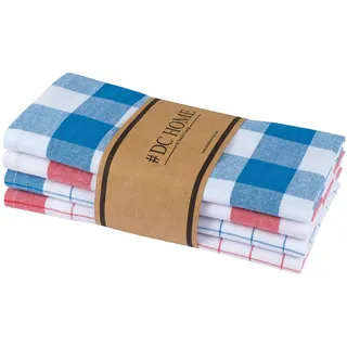 Foutastic Hochwertiges Küchenhandtuch-Set (4-teilig), 45 x 65 cm, 85% Baumwolle/15% Polyester, maschinenwaschbar, blau & rot | Ideal zum Kochen und Essen zu Hause