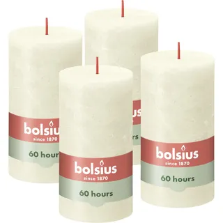 Bolsius Rustikale Stumpenkerze 13 cm beige 4 St.