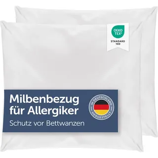 Blumtal Blumtal® Milbenbezug Kissen 80x80 cm 2er Set - Oeko-TEX zertifizierte Allergiker Bettwäsche Kissen 80x80 cm - Kissenbezug gegen Hausstaubmilben - Allergie Bettwäsche Set Anti Milben 80x80 cm Kissen