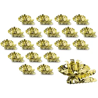 Idena 31891 - Baumkerzenhalter für den Weihnachtsbaum, 20 Stück in Gold, Vintage Kerzenhalter aus Metall, mit Clip für Äste bis 1,5 cm Dicke
