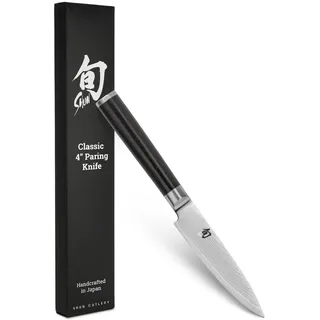 KAI Shun Classic japanisches Allzweckmesser 10 cm Klingenlänge - Damastmesser 32 Lagen VG MAX Kern - 61 (±1) HRC - Pakkaholzgriff - Made in Japan - Gemüsemesser Schälmesser Spickmesser geschmiedet