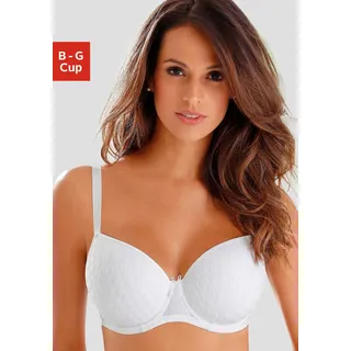 LASCANA Schalen-BH mit Bügel & Spitze über nahtlosen Cups – auch ideal für große Größen, weiß