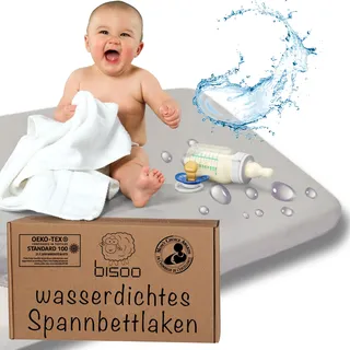 Bisoo Spannbettlaken Stubenwagen & Moseskorb Baby 30x75 cm. Wasserdicht & Atmungsaktiv. Jersey Bettlaken aus Baumwolle ersetzt den Matratzenschoner. Ideal für Neugeborene (Grau 75x30)