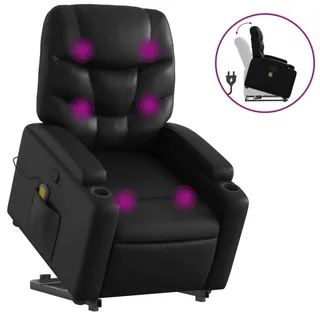 Massagesessel mit Aufstehhilfe Schwarz Kunstleder - Schwarz