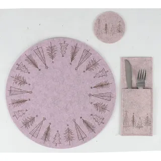 Filz-Platzset Ø 35 cm Baum-Design Weihnachten Tischdeko Weihnachtsdekoration