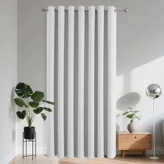 Joydeco Verdunkelungsvorhang 1 Stück, Vorhang Blickdicht mit Ösen Türvorhang H 210 x B 132 Thermovorhang Weiß Kälteschutz Hitzeschutz Blackout Curtain für Schlafzimmer Wohnzimmer