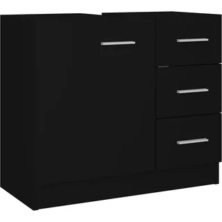 vidaXL Waschbeckenunterschrank Schwarz 63x30x54 cm Holzwerkstoff - Schwarz
