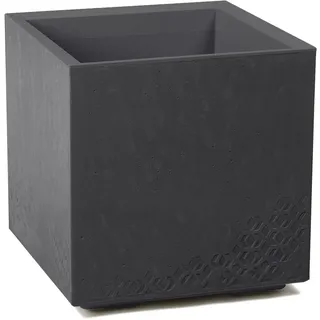 LAMELA Pflanzkübel mit Rollen 40 cm, 36L – Blumentopf aus Kunststoff in Betonoptik – Übertopf mit Wasserablauf – Modern für Innen & Außen - Wetterfest & Pflegeleicht, Schwarz