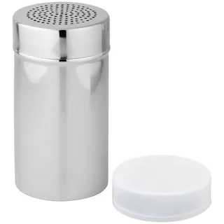 Fackelmann Feinstreuer, Puderzucker-/Kakaostreuer aus Edelstahl, Gewürzstreuer mit Deckel (Farbe: Silber/Weiß), Menge: 1 Stück