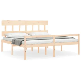 vidaXL Seniorenbett mit Kopfteil Super Kingsize Massivholz - Braun