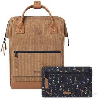 Cabaïa - Adventurer Rucksack Dubai Medium 18L - Wasserabweisend - Laptopfach bis zu 13 Zoll - 2 Vordertaschen - vegan zertifiziert - Rucksack für Reisen und Arbeit, Damen & Herren - Braun