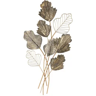 Metallbild BÖNNINGHOFF "BLÄTTER 54x98 cm – Deko modern", gold (farbe bild(er): weiß, grau, gold), B:54cm H:98cm T:3,2cm, Metall, Bilder, Metallbild