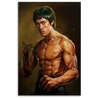 RSZHHL Bruce Lee Kung Fu Cooles Leinwand-Kunst-Studio-Poster und Wandbild, Bilddruck, moderne Heimdekoration, Büro-Poster, 60 x 90 cm