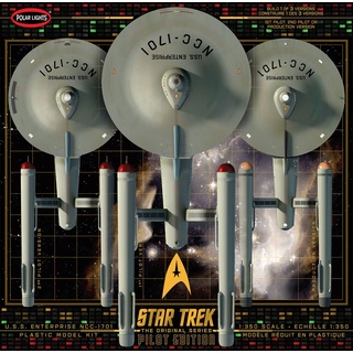 POLAR LIGHTS AMT - 1/350 Star Trek TOS USS Enterprise mit Piloten - Plastikmodellbausatz, Durchsichtig,Grauem