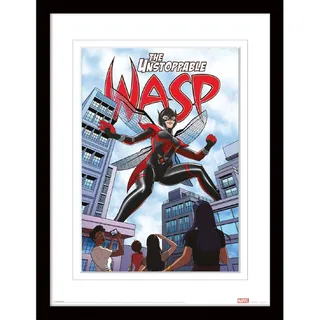 Pyramid International Marvel The Wesp Poster (Unstoppable Design mit weißem Rand), gerahmter Druck, 30 x 40 cm, Marvel Gifts for Men and Marvel Gifts for Women – Offizieller Merchandise-Artikel