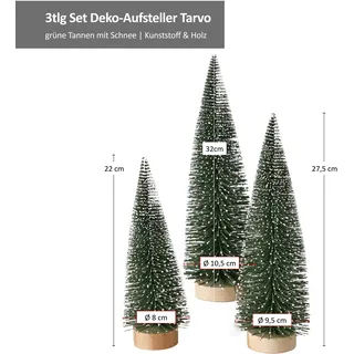 3tlg Deko-Aufsteller Tarvo H22-32cm grüne Tanne Weihnachts-Baum Advent X-Mas