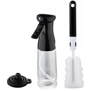MasterPRO Foodies - 3 Stücke Set Flaschen/Öl/Essig -Sprühgerät/Zitrone von 200 ml + Silikon Trichter - Hergestellt in hochwertiger Glas - Silikonabdecköl