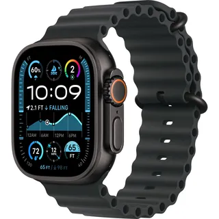 Apple Ultra 2 GPS + Cellular 49 mm Titan­gehäuse schwarz Ocean Band schwarz verstellbar