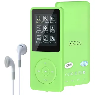 MP3/MP4 Player, Lychee Upgrade, 8 GB Digitaler Musik-Player, Tragbarer HiFi-Sound Mit Video/Sprachaufnahme/FM-Radio/E-Book-Reader, Unterstützt Bis Zu 64 GB (Grün)