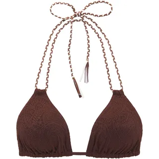 Triangel-Bikini-Top S.OLIVER "Ada", Damen, Gr. 44, Cup C/D, braun (kaffee), Recycling-Polyamid, Strukturmuster, Bikini-Oberteile Triangel-Bikini-Top, in gemusterter Strukturware, Topseller