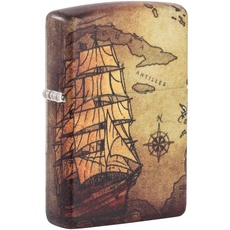 Bild – Sturmfeuerzeug, Pirate Ship, 540° Color Image, White Matte, nachfüllbar, in hochwertiger Geschenkbox