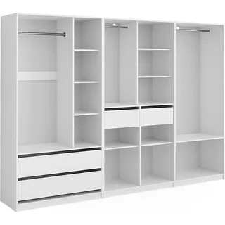 Vicco Kleiderschrank Elmo, 280 x 200 cm 3er Set, Weiß - Weiß