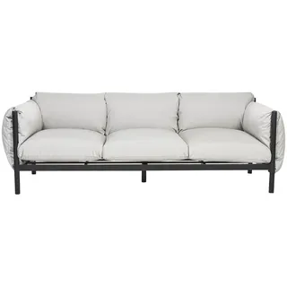 Beliani Gartensofa 3-Sitzer Aluminium hellgrau/schwarz Esperia , Metall , 211x80x96 cm , Gartenmöbel, Loungemöbel, Gartensofas & Loungesofas