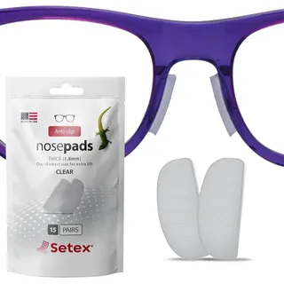 Setex Gecko Grip 1,8 mm Rutschfeste Nasenpads für Brillen (Großpackung mit 15 transparenten Paaren), Innovative Mikrostrukturierte Fasern