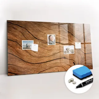 Magnetpinnwand Memoboard - Zubehörsatz - Weißer Marker + Schwamm + Magnete - 120 x 60 cm - Altes Holz - Braun