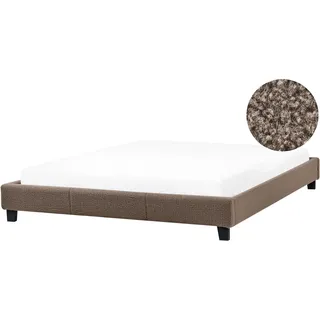 Beliani Bett ohne Kopfteil Bouclé ROANNE 180 x 200 cm Taupe