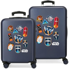 Star Wars Badges Kofferset blau 55/68 cm Hartschale ABS seitlicher Zahlenschloss 104 6 kg 4 Doppelrollen Handgepäckträger