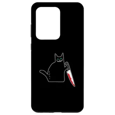 Hülle für Galaxy S20 Ultra Lustige schwarze Katze mit blutigem Messer Grinse Katze