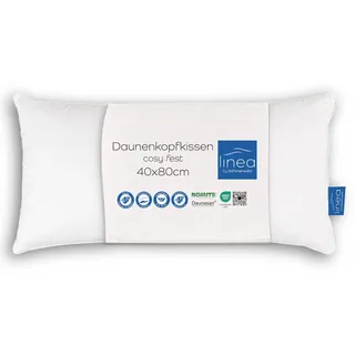 LINEA by böhmerwald - cosy - hochwertiges Kopfkissen fest, 40x80, 85% Federn Klasse 1, 15% kuschlige neue Daunen, Allergiker geeignet, waschbar bis 60°C, in Deutschland produziert