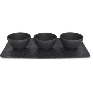 Villeroy & Boch Manufacture Rock Dipschälchen-Set, 4tlg. Premium Porcelain Schwarz