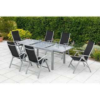 gardenson Gartentisch 110 x 75 x 200-300 cm Grau/Silber