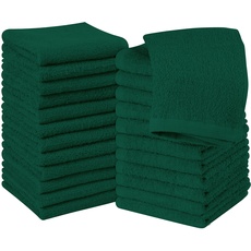 Utopia Towels Baumwoll-Waschlappen-Set – 100% ringgesponnene Baumwolle, hochwertige Flanell-Waschlappen für das Gesicht, sehr saugfähige und weiche Handtücher, 24 Stück, Grün (Hunter Green)