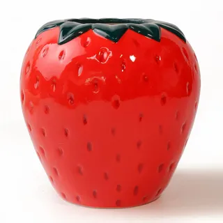 Ligtmor Erdbeer Vase Deko Dopamin Wohnzimmer Modern Vasen Rot Strawberry Decor Erdbeervase Schöne Blumenvase Aesthetic Blossom Rote Beere Tulpenvase Himbeere für Pampasgras Blumen 15x15x15 cm