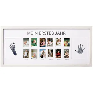 CJ&M 20 x 50 cm Baby Bilderrahmen Mein erstes Jahr,Baby Meilensteinfotorahmen Holz,Erinnerungsfotorahmen für das erste Jahr | Monatsfotos 1–12 | Geschenk zur Geburt & Taufe,Geburtstagsdeko.
