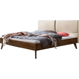 HASENA Massivholzbett Matteo 25 Nussbaum Kopfteil beige 160x200 - Braun
