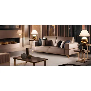 Edler Designer Couchtisch Beistelltisch Sofa Wohnzimmer Tisch Tische Edelstahl - Braun