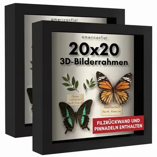 Americanflat 3D-Bilderrahmen schwarz 20x20 cm 2er Set
