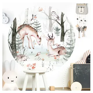 Little Deco Wandtattoo Waldtiere Rehe Eule Igel DL567 XL - 120 cm