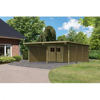 Karibu Doppelcarport Eco 5,27 x 2,06 m kdi mit integriertem Abstellraum